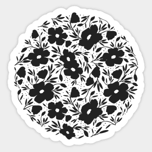 Black and white floral pattern Sticker